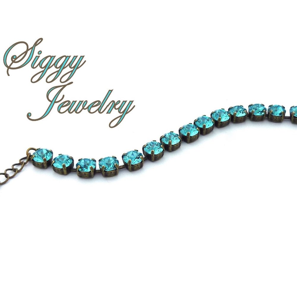 Swarovski 8mm Light Turquoise Tennis Bracelet - Picture 6 of 10